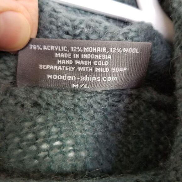 Wooden Ships Women Cowl Neck Ruana Poncho Sweater Sz M/L Wool Blend Lightweight - Picture 4 of 4